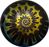 Jet Black Rainbow Beads, Ammonite Swirl, Czech Glass 13/16" / 20mm, Pack of 4 Beads  #L-492