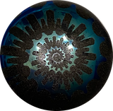 Jet Black Rainbow Beads, Ammonite Swirl, Czech Glass 13/16" / 20mm, Pack of 4 Beads  #L-492