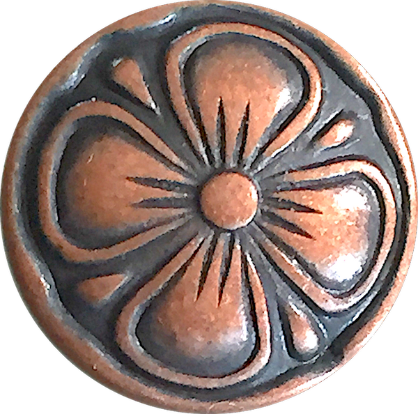 Re-Stocked Copper Desert Rose Flower Shank Back Button 5/8"  #SWC-6