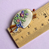 SALE Artist's Palette of Flowers Button 1-5/8" Metal by Susan Clarke  #SC-640