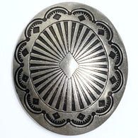 Agave Diamond Oval Scallop 1-1/2" x 1-1/4" Shank Back Nickel Silver Southwest Button #SW-428