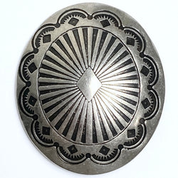 Agave Diamond Oval Scallop 1-1/2" x 1-1/4" Shank Back Nickel Silver Southwest Button #SW-428