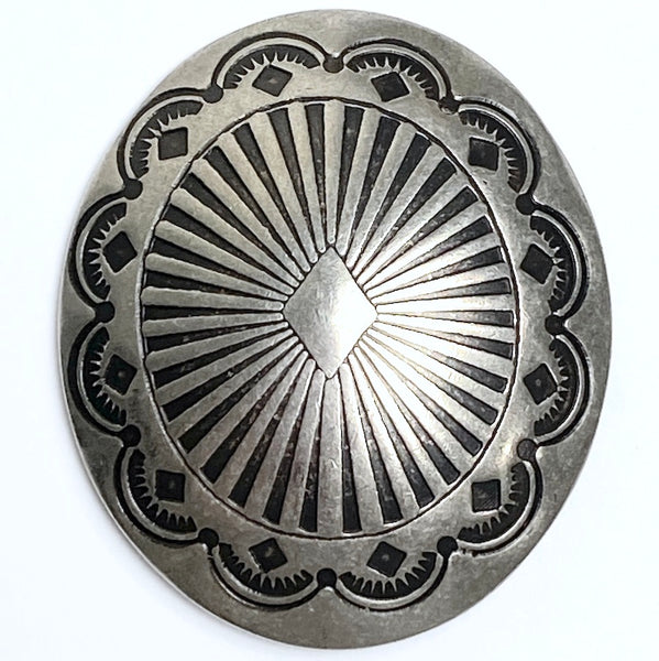 Agave Diamond Oval Scallop 1-1/2" x 1-1/4" Shank Back Nickel Silver Southwest Button #SW-428