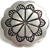 Scallop Edge Pewter Flower Button 3/4" / 19mm Shank Back USA #MV-70