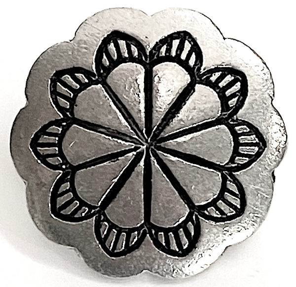 Scallop Edge Pewter Flower Button 3/4" / 19mm Shank Back USA #MV-70