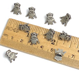TWELVE Monkey Buttons, Tiny 1/2" Silver 12mm Metal Shank Back,  #FJ-133