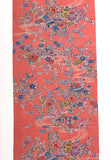 Running Low, Salmon Pink Bingata Tsumugi Handweave Vintage Kimono Silk from Japan, By the Yard,  #222
