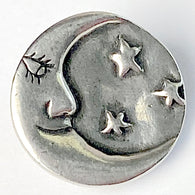 RUNNING LOW, Moon and Stars, Pewter Button 3/4" from Danforth Pewter, Shank Back