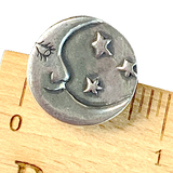 Moon and Stars, Pewter Button 3/4" from Danforth Pewter, Shank Back