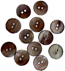 Dark Chocolate-Gray Shiny Agoya Shell 2-Hole Medium Size 9/16" - 5/8" Per Button #SK-1229