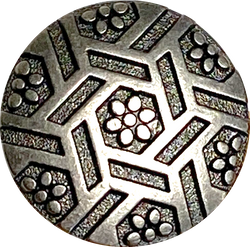 Flowers & Hexagons 13/16" Gunmetal Dark-ish Silver Shank Back Button   #SWC-26