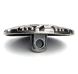 Flowers & Hexagons 13/16" Gunmetal Dark-ish Silver Shank Back Button   #SWC-26