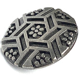 Flowers & Hexagons 13/16" Gunmetal Dark-ish Silver Shank Back Button   #SWC-26