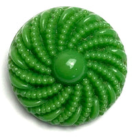 SALE, Green Vintage Glass Textured Swirl 3/4" Button, European New Old Stock, Per Button, #BK-914