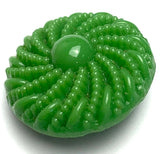 Green Vintage Glass Textured Swirl 3/4" Button, European New Old Stock, Per Button, #BK-914