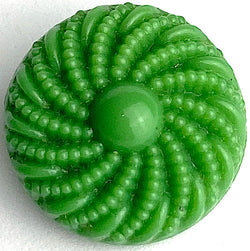 Green Vintage Glass Textured Swirl 3/4" Button, European New Old Stock, Per Button, #BK-914