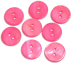 Bright Pink River Shell 5/8" 2-hole Button, Pack of 8 for $8.00  #1781