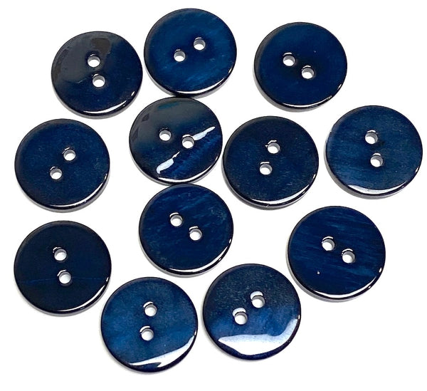 Re-Stocked, 5/8" Dark Navy Blue River Shell, Pack of 12 Buttons   #1778-B