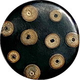 Black/Tan Bamboo Natural Dots Button 1-1/8".  #0600