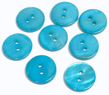 Re-Stocked Teal Blue River Shell 5/8" 2-hole Button, Pack of 8 for $8.20   #1776