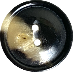 3/4" Black/Brown Horn Button, 19mm 2-hole Rimmed 3/4"  #SK-0087