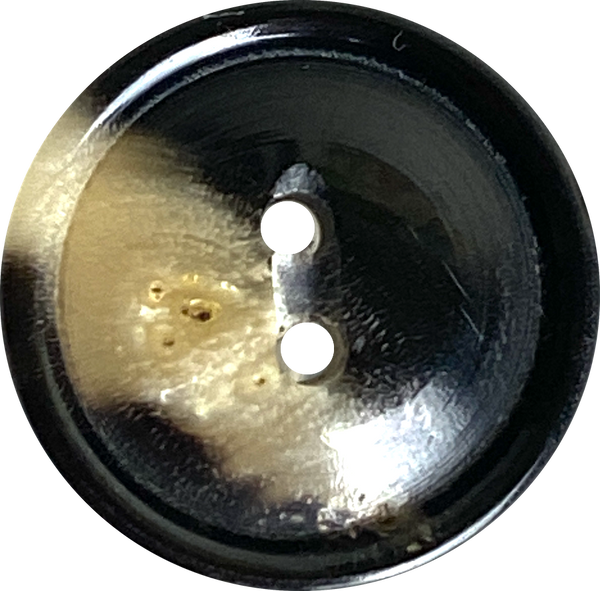 3/4" Black/Brown Horn Button, 19mm 2-hole Rimmed 3/4"  #SK-0087