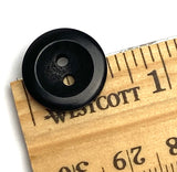 Re-Stocked, Black Satin 5/8"/16mm Corozo Raised Rim 2-Hole Button Pack of 4, #SK-455