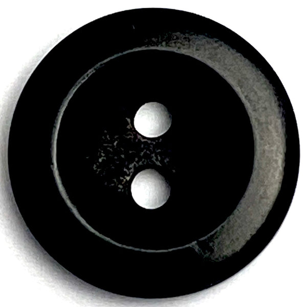 Re-Stocked, Black Satin 5/8"/16mm Corozo Raised Rim 2-Hole Button Pack of 4, #SK-455