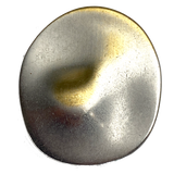 Asymmetrical Silver-Gold Flying Saucer, Smaller, 7/8" /23mm Oval-ish Metal Button #SK-943