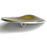 Asymmetrical Silver-Gold Flying Saucer 1-1/2" /38mm Oval-ish Metal Button #SK-942