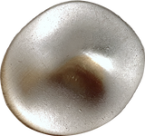 Asymmetrical Silver-Gold Flying Saucer 1-1/2" /38mm Oval-ish Metal Button #SK-942