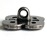 Primitive Clover Button, 11/16" Peek-Through Antique Silver Shank Back Tribal Look Metal #SK-948
