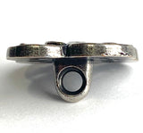 Primitive Clover Button, 11/16" Peek-Through Antique Silver Shank Back Tribal Look Metal #SK-948