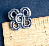 Primitive Clover Button, 11/16" Peek-Through Antique Silver Shank Back Tribal Look Metal #SK-948