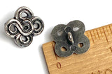 Primitive Clover Button, 11/16" Peek-Through Antique Silver Shank Back Tribal Look Metal #SK-948