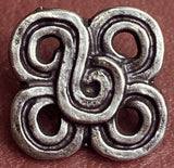 Primitive Clover Button, 11/16" Peek-Through Antique Silver Shank Back Tribal Look Metal #SK-948