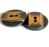 Burnt Copper Band on Black, Two Hole Metal Button 5/8" / 16mm Smaller Size, Pack of TWO #SK-896