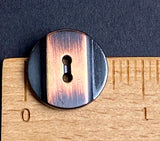 Burnt Copper Band on Black, Two Hole Metal Button 11/16" / 18mm Larger Size, Pack of TWO #SK-895