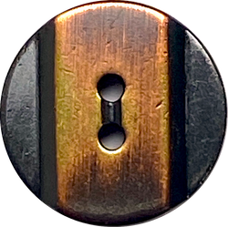 Burnt Copper Band on Black, Two Hole Metal Button 5/8" / 16mm Smaller Size, Pack of TWO #SK-896