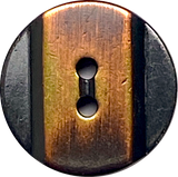 Burnt Copper Band on Black, Two Hole Metal Button 5/8" / 16mm Smaller Size, Pack of TWO #SK-896