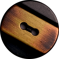 Burnt Copper Band on Black, Two Hole Metal Button 11/16" / 18mm Larger Size, Pack of TWO #SK-895