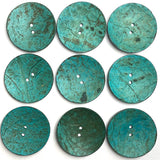 Bright Turquoise Extra Large Coconut Button "Rustica"  2-1/4" Scooped