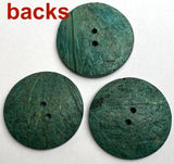 Bright Turquoise Extra Large Coconut Button "Rustica"  2-1/4" Scooped