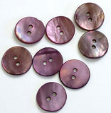 Re-Stocked, Purple Velvet Rustic Natural Agoya Shell 5/8" 2-hole Button, Pack of 8 #1222