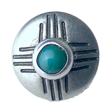 Zia 1/2" Concho Style Button with "Turquoise" Sixteen Rays Nickel Silver Shank Back  #SW-254