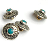 Rustic Blue Bead Sunflower Southwest Shank Back Concho Button 1/2" Nickel Silver,  #SW-256
