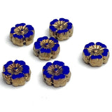 Czech Glass Cobalt Small Daisy Bead, 10mm / 3/8", Pack of 2 Beads #AB-607
