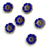 Czech Glass Cobalt Small Daisy Bead, 10mm / 3/8", Pack of 2 Beads #AB-607