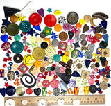 Button Fun Mix, 1/2 Pound of Kids, Hearts, Letters, Animals Etc. New Plastic Buttons, Samples and Overruns  #PIE-5