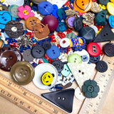 Button Fun Mix, Kids, Hearts, Letters, Animals Etc. ONE POUND of New Plastic Buttons, Samples and Overruns  #PIE-6